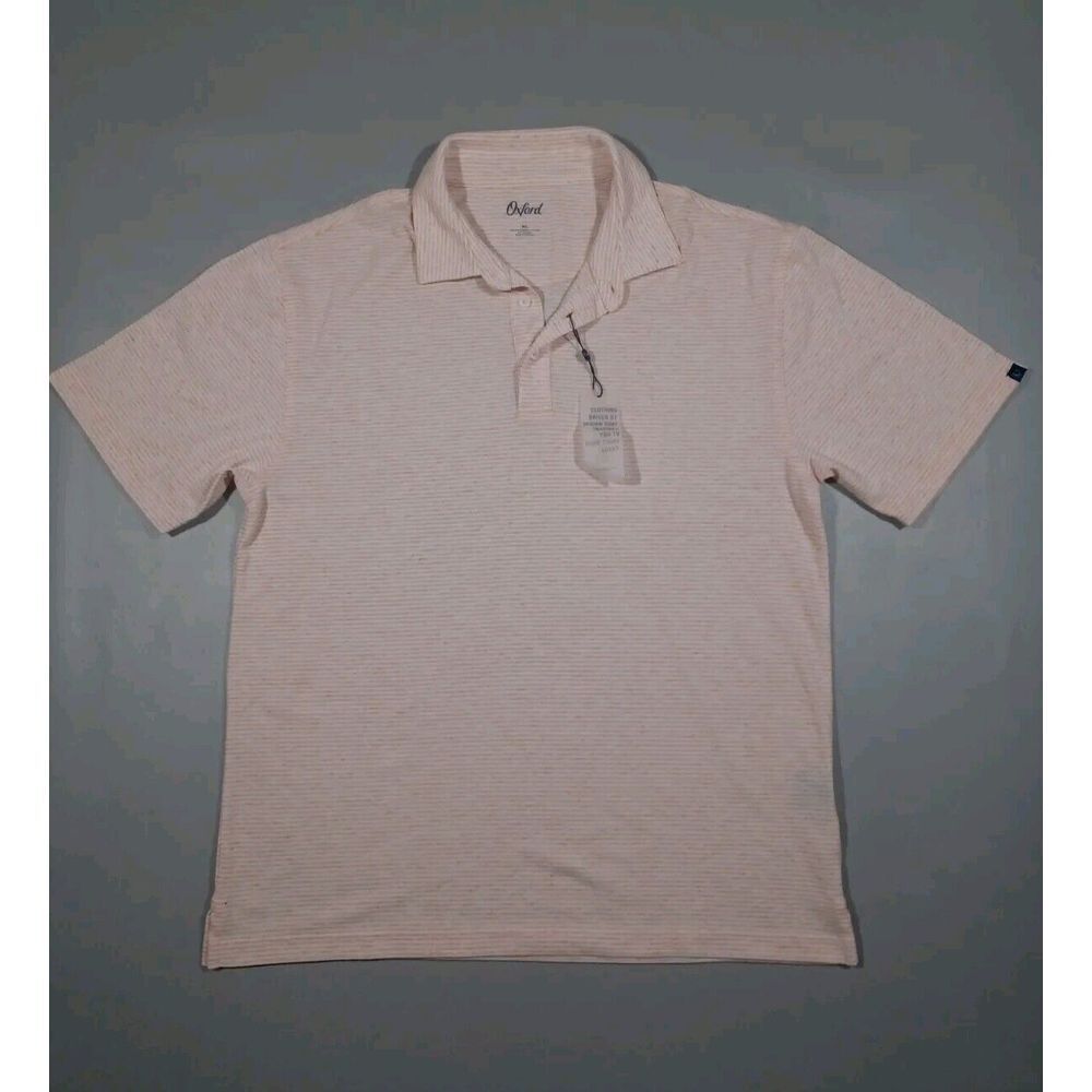Oxford Shirt Mens M‎ Orange White Striped Polo Lightweight New